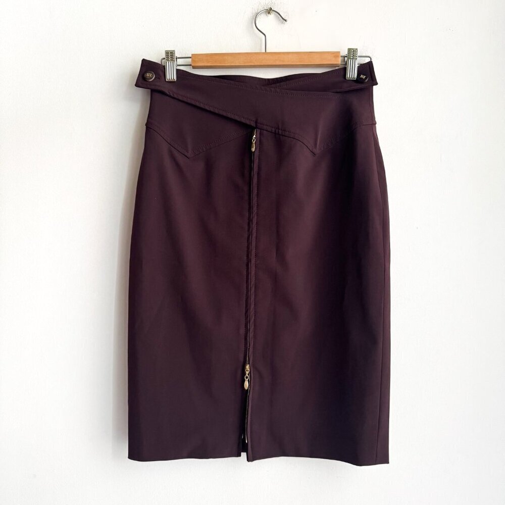 Escada Deep Purple Unique Detail Pencil Midi Skirt S